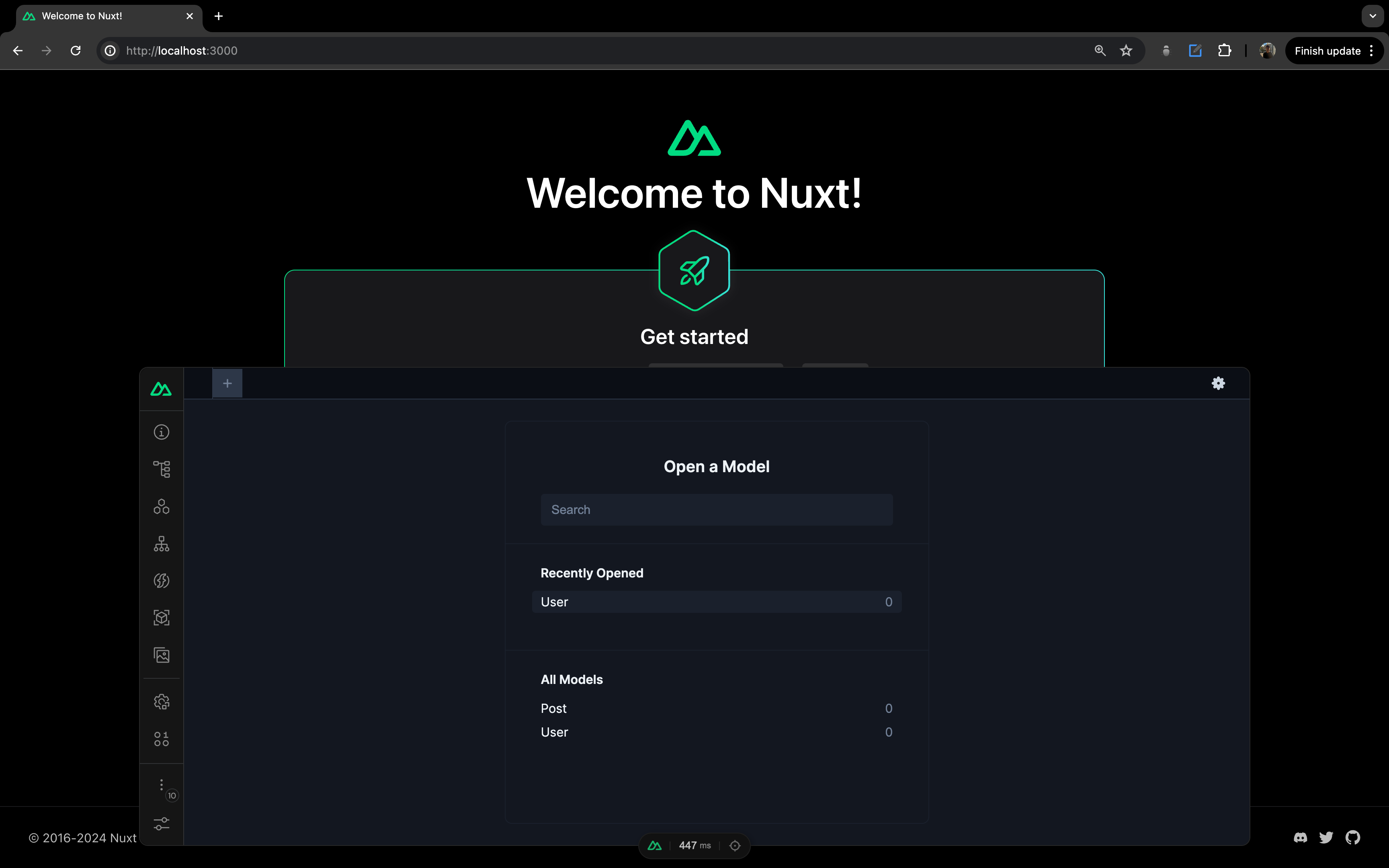 Prisma Studio integrated with the Nuxt devtools