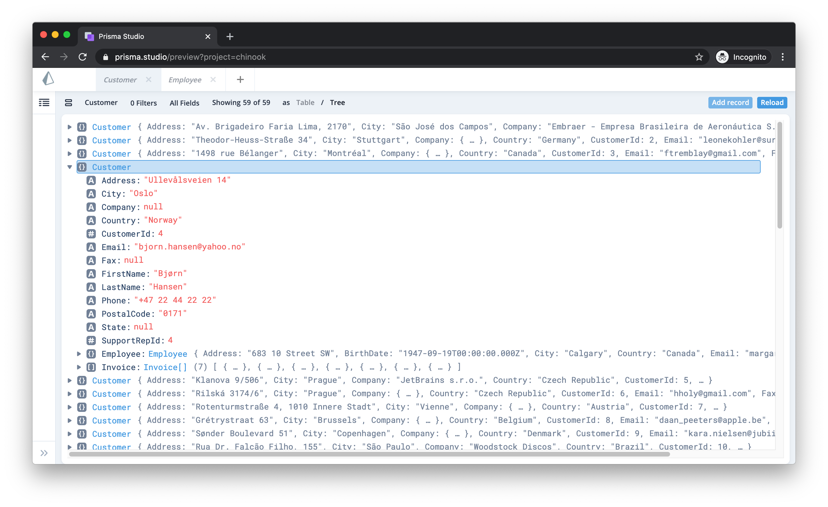 Tree view visual editor