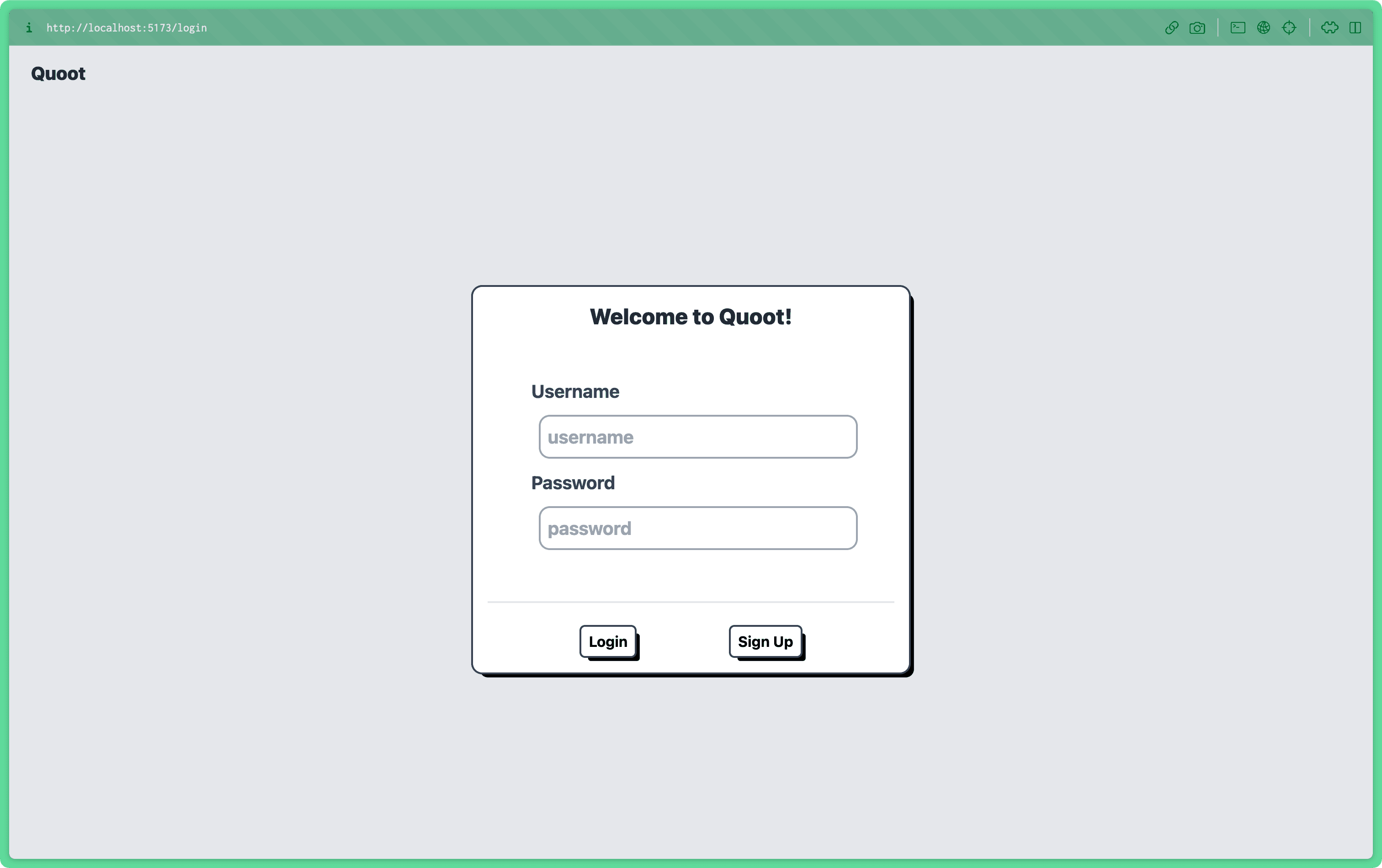 Login page